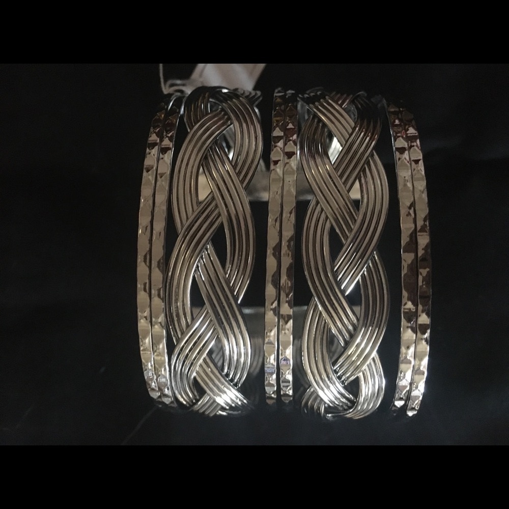 Silver Cuff Bracelet Wide Heavy Bangle Jewelry